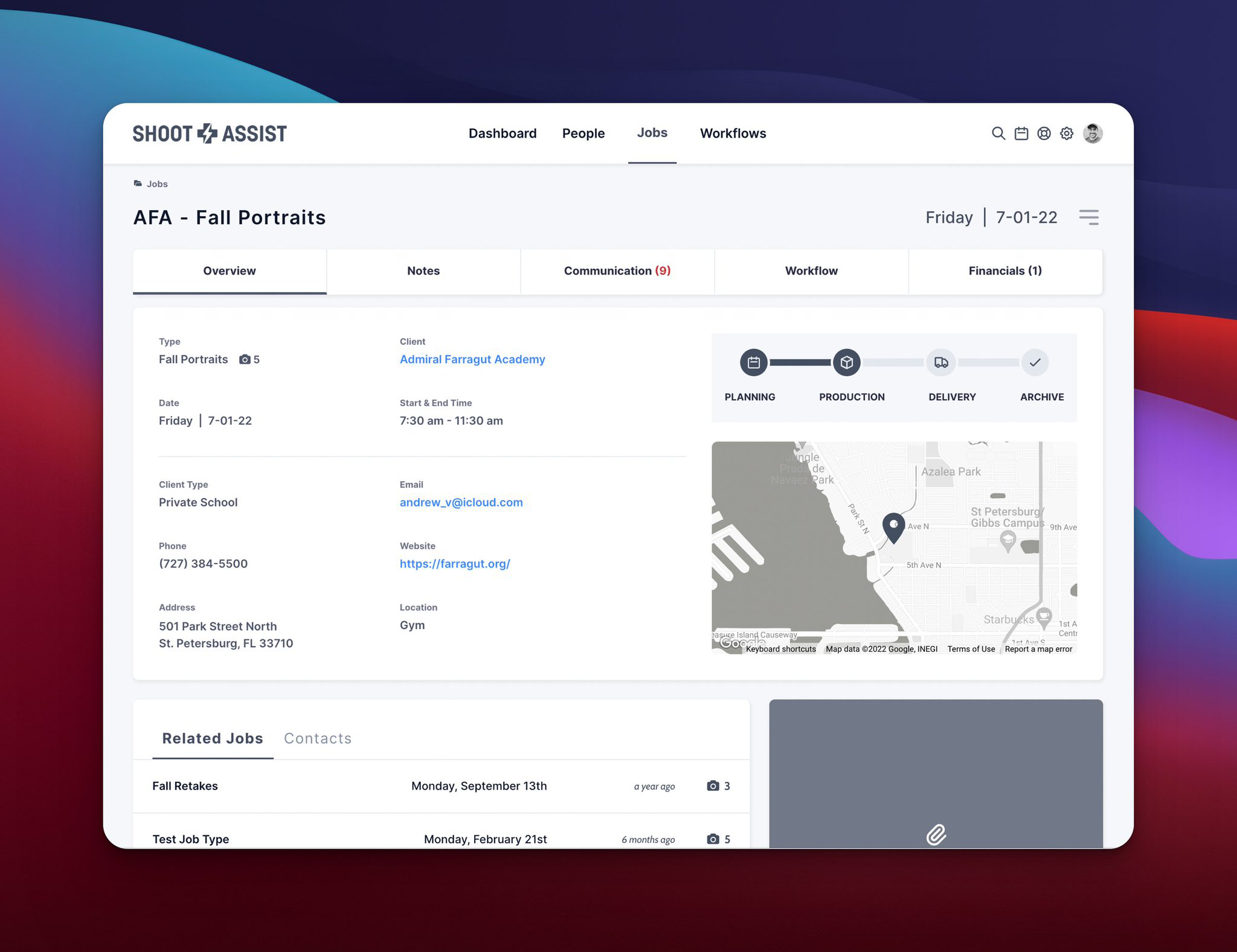 Shoot Assist school dashboard